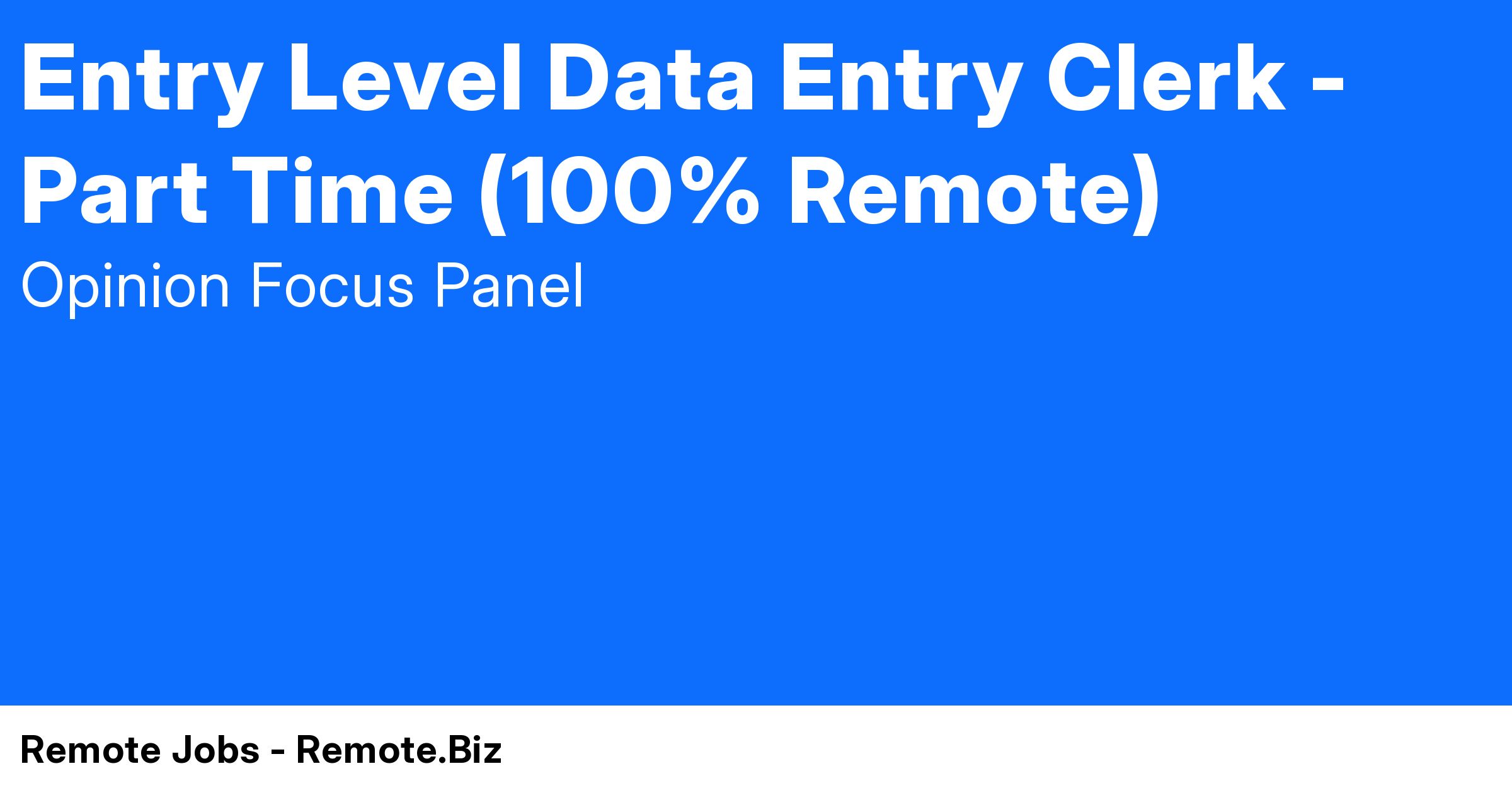 Entry Level Data Entry Clerk Part Time Remote Jobs