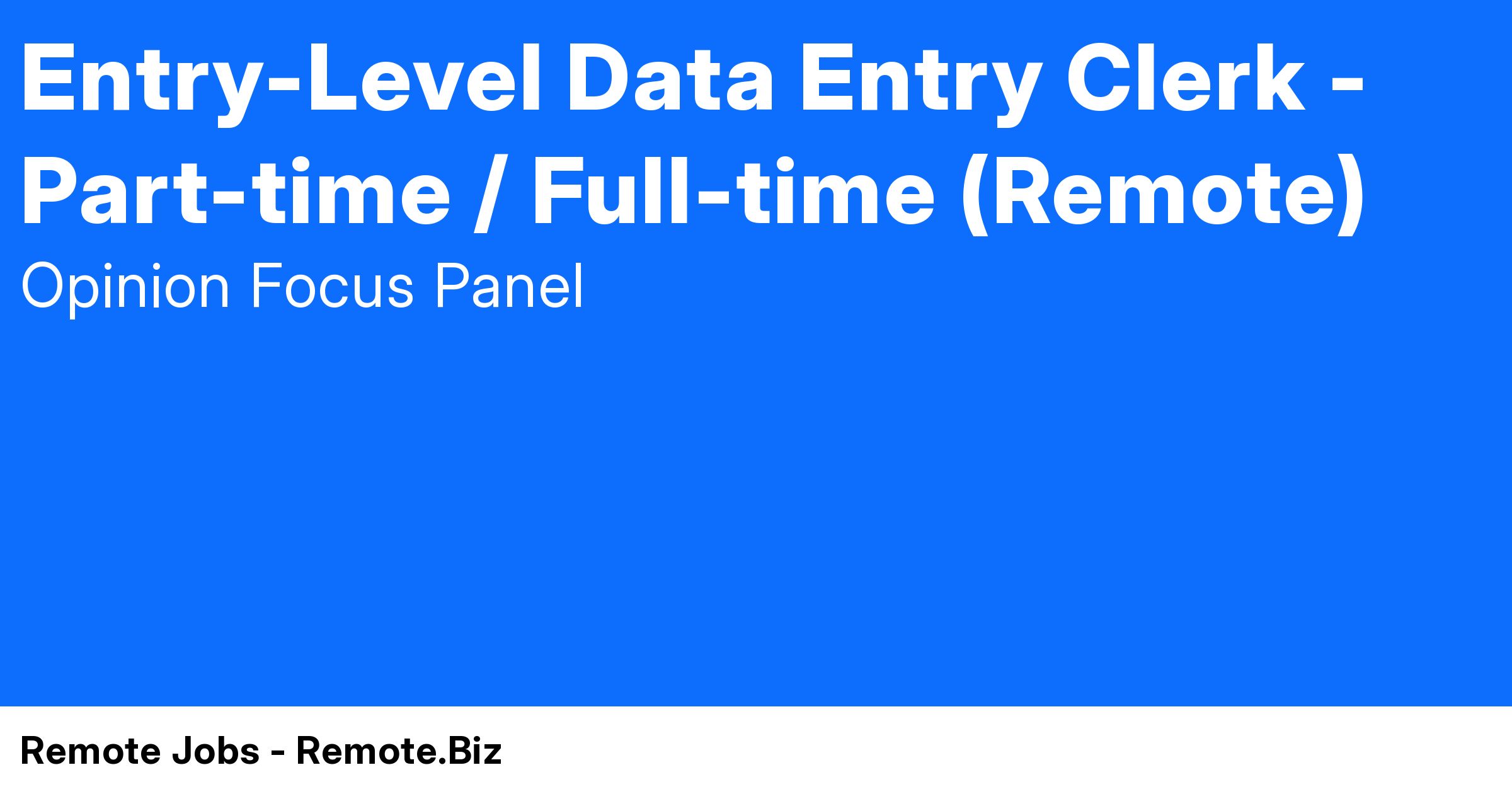 EntryLevel Data Entry Clerk Parttime / Remote Jobs