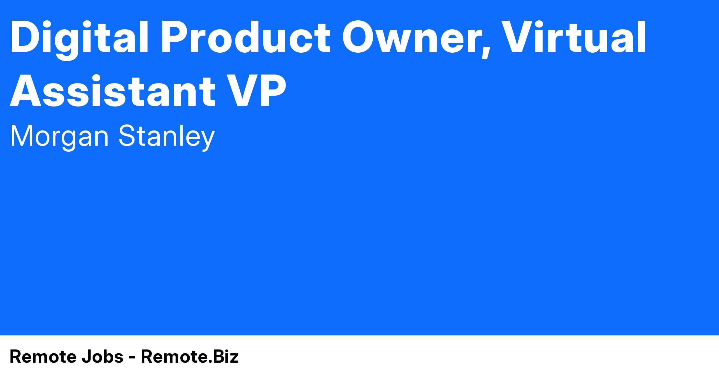 Digital Product Owner, Virtual Assistant VP Remote Jobs